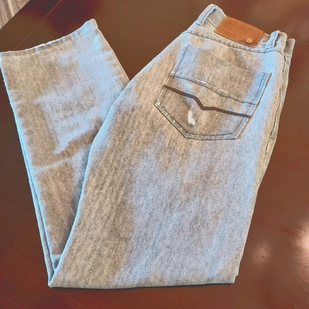 Men's Cotton/Poly Grey Distressed Jeans: By ROK: Size 30 x 30.